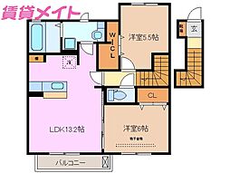 オータム山王 2LDKの間取図画像