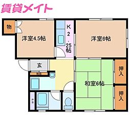 チェリーハイツ 3Kの間取図画像