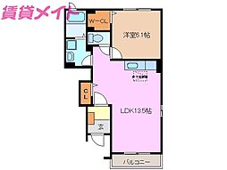 フィオーレ花水木1 1LDKの間取図画像