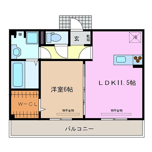 三重県桑名市大字江場(賃貸アパート1LDK・3階・45.04㎡)の写真 その2