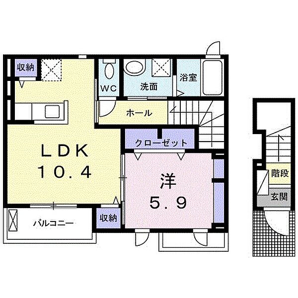 三重県桑名市大字地蔵(賃貸アパート1LDK・2階・45.13㎡)の写真 その2