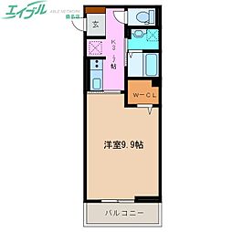 リエート中央町 1Kの間取図画像