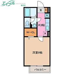 モナリエーレB 1Kの間取図画像