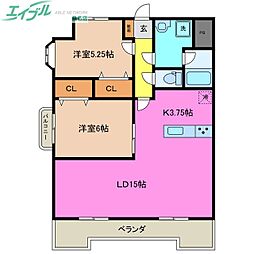 モン・クレッシュ 2LDKの間取図画像