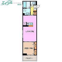 ボヌール江場 1LDKの間取図画像
