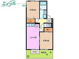 カサベルデA 2DKの間取図画像