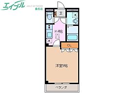 キャメロット2 1Kの間取図画像