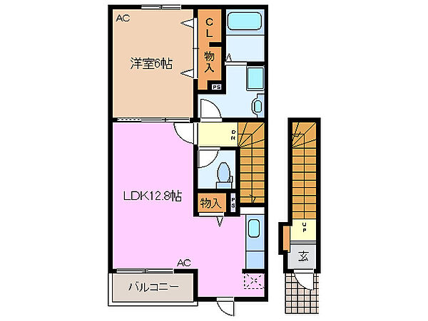 ルーチェ 203｜三重県桑名市大字蓮花寺(賃貸アパート1LDK・2階・49.14㎡)の写真 その2