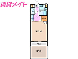 ラフィネ多度 1Kの間取図画像
