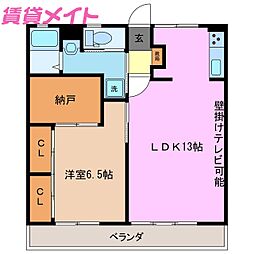 東方コーポラス 1LDKの間取図画像