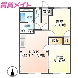 グランパスSHIROTAA 2LDKの間取図画像