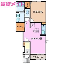 ラ・フォーレ七和 1LDKの間取図画像