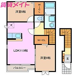 アクアヴァーレ1 2LDKの間取図画像