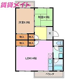 コーポ柳原 2LDKの間取図画像