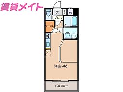 大安ヒルズ ワンルームの間取図画像