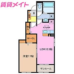 グレース A 1LDKの間取図画像