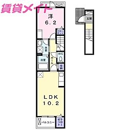 フォレストガーデンB 1LDKの間取図画像