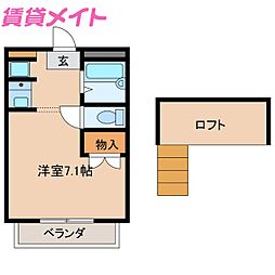 レオパレスレエーベンハイム3 ワンルームの間取図画像
