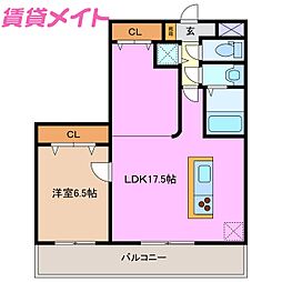 サクラヒルズ 1LDKの間取図画像
