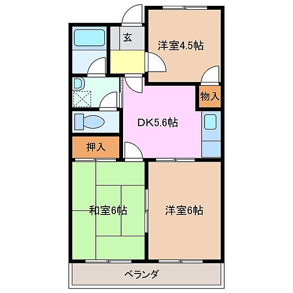 グランメールトミー 303｜三重県桑名市長島町出口(賃貸マンション3K・3階・48.60㎡)の写真 その2