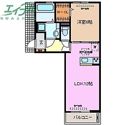 コンフィアンス 1LDKの間取図画像