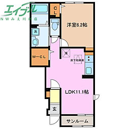 ローレル I 1LDKの間取図画像