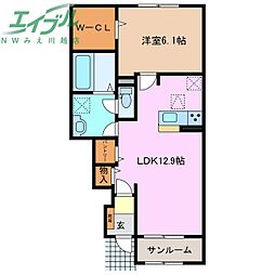 ウィンスト2 1LDKの間取図画像