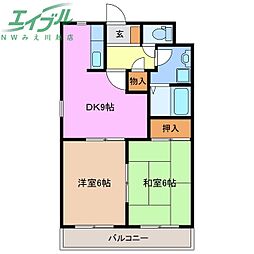 ピースハイツ 2DKの間取図画像