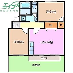 セレーノB 2LDKの間取図画像