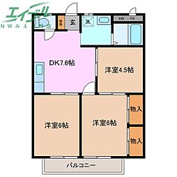 シティハイツヤマキチ 3DKの間取図画像