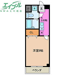 サニーヒルズあい 1Kの間取図画像