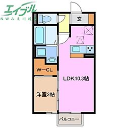 カーサ・アンソレイエ 1LDKの間取図画像