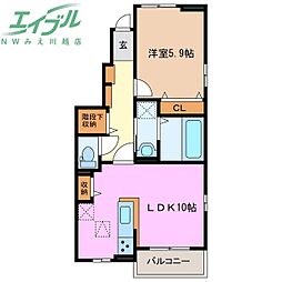 ウッドパーク2B 1LDKの間取図画像