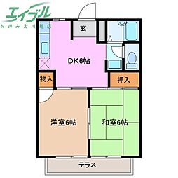 シティハイツレインボーC 2DKの間取図画像