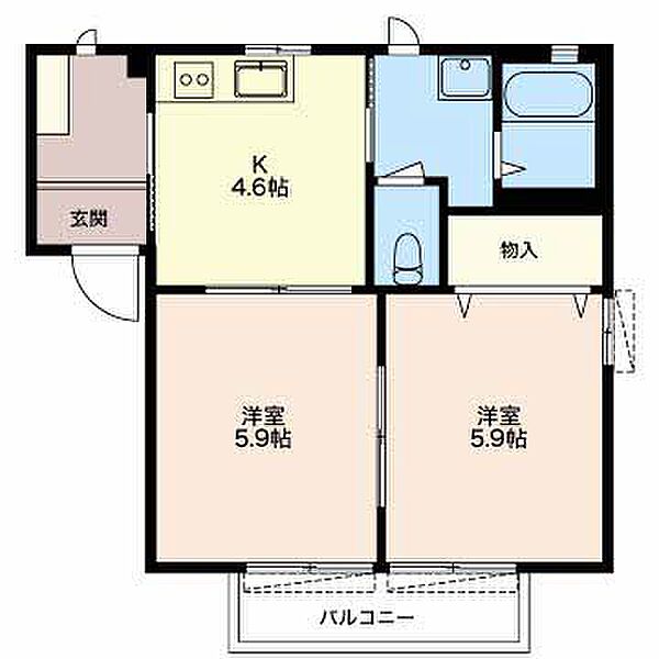 クアトロ 202｜三重県四日市市赤堀３丁目(賃貸アパート2K・2階・40.04㎡)の写真 その2