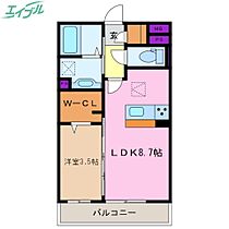 ウッドベル  ｜ 三重県四日市市新正1丁目（賃貸アパート1LDK・3階・33.39㎡） その2