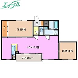 ルシール 2LDKの間取図画像
