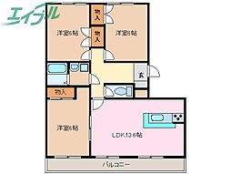 VIPIN太平洋サウスヒルズ 3LDKの間取図画像