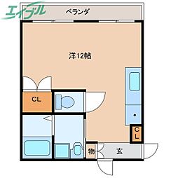 ベース浜田 ワンルームの間取図画像