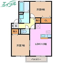リュミエール 2LDKの間取図画像