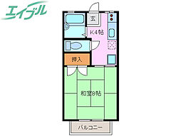 アリス 1Kの間取図画像