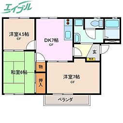 エスパシオ芝田B 3DKの間取図画像