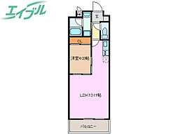 レジデンス四日市 1LDKの間取図画像