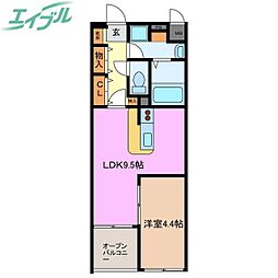 クオーレトラスト3 1LDKの間取図画像