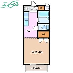 ルミエール塩浜1 1Kの間取図画像
