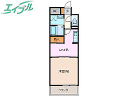 アメニティ大井手 1DKの間取図画像