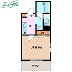 KSハウス 1Kの間取図画像
