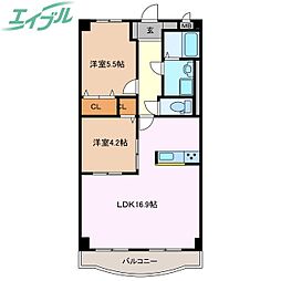 イストワール城西 2LDKの間取図画像