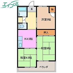 四日市セントラルビル 3Kの間取図画像