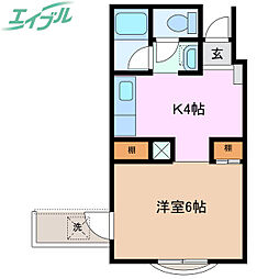 マンションさかえ 1Kの間取図画像